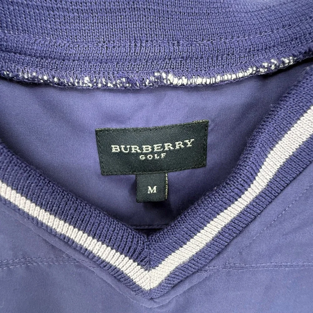 Burberry Golf Windbreaker Mens Medium Purple Excellent V-Neck Pullover Sporty